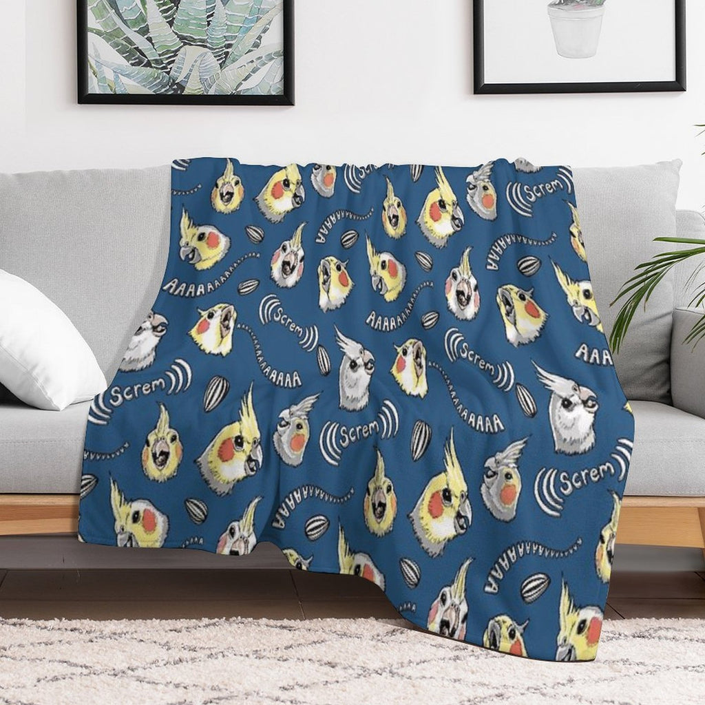 Cockatiel Screm Wrinkle-free Throw Blanket