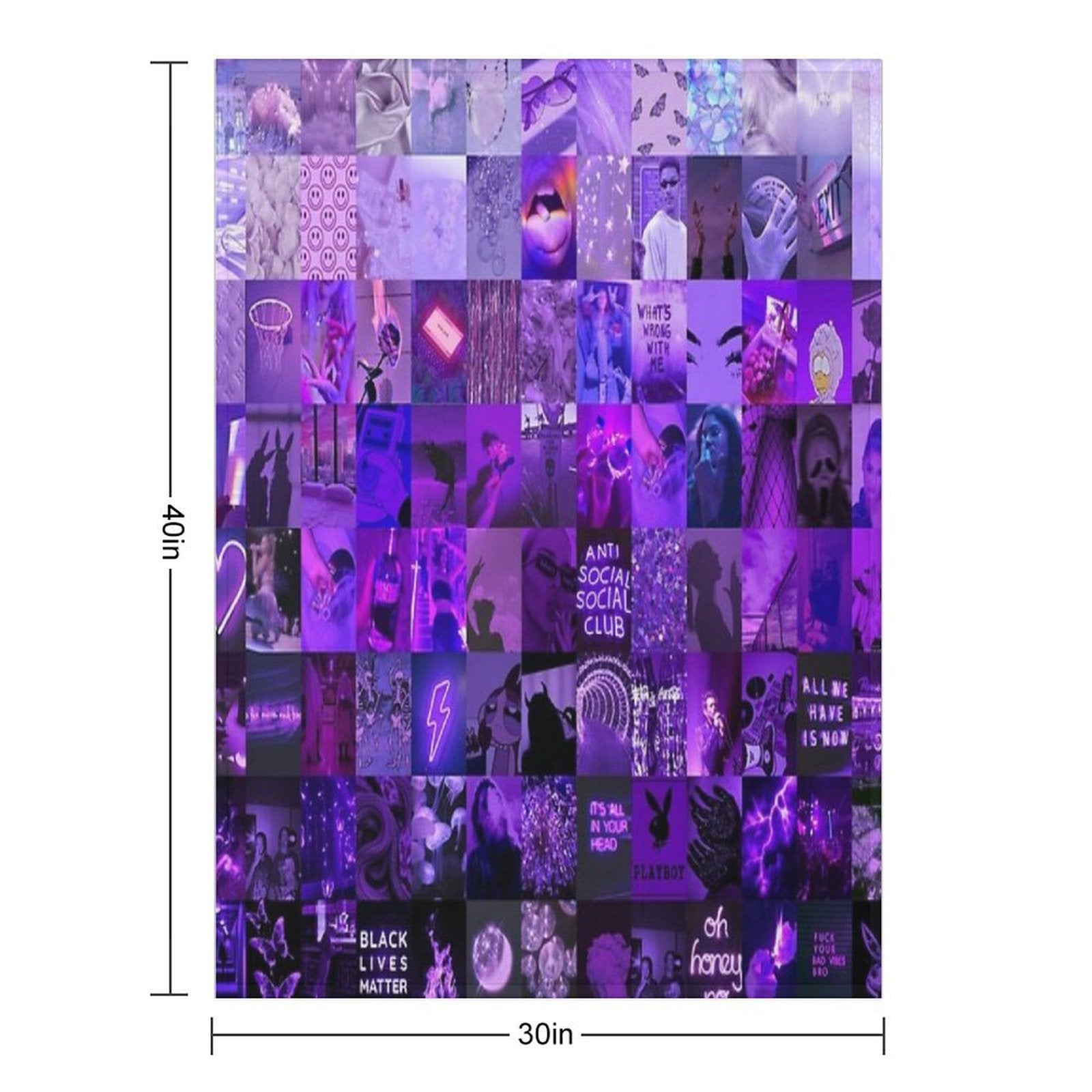 Purple Vibes Aesthetic Collage Comfort Throw Blanket