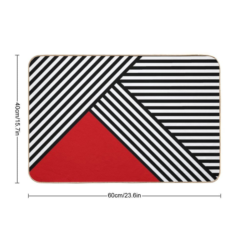 Black And White Stripes with Red Triangle  Eco-Friendly Bath Mat