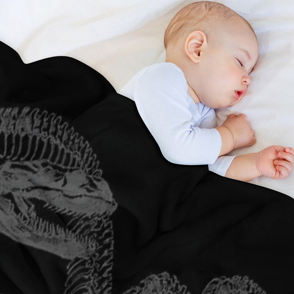 Snake & Bones - Black Lightweight Throw Blanket