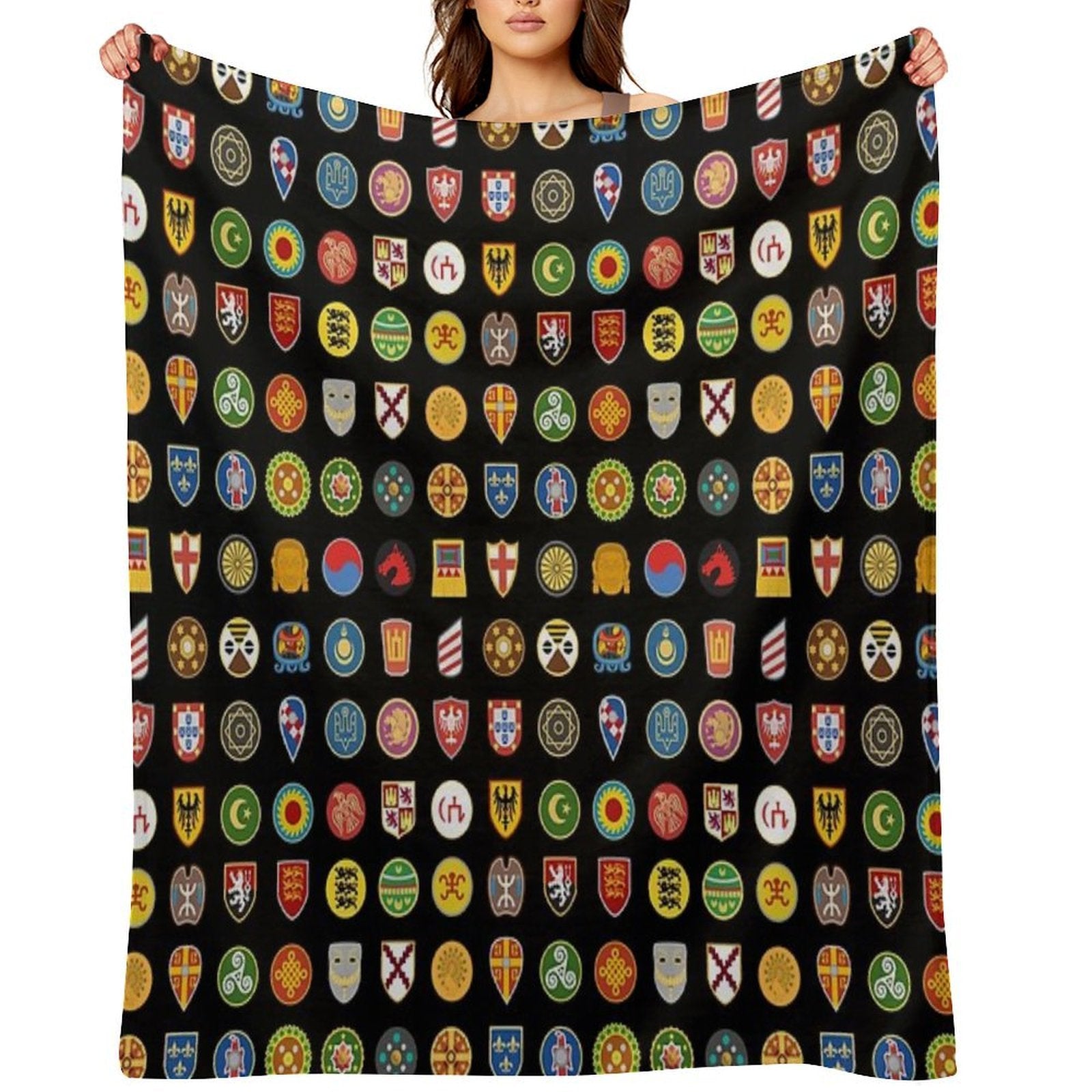 Civilizations Emblems Shrink-resistant Throw Blanket