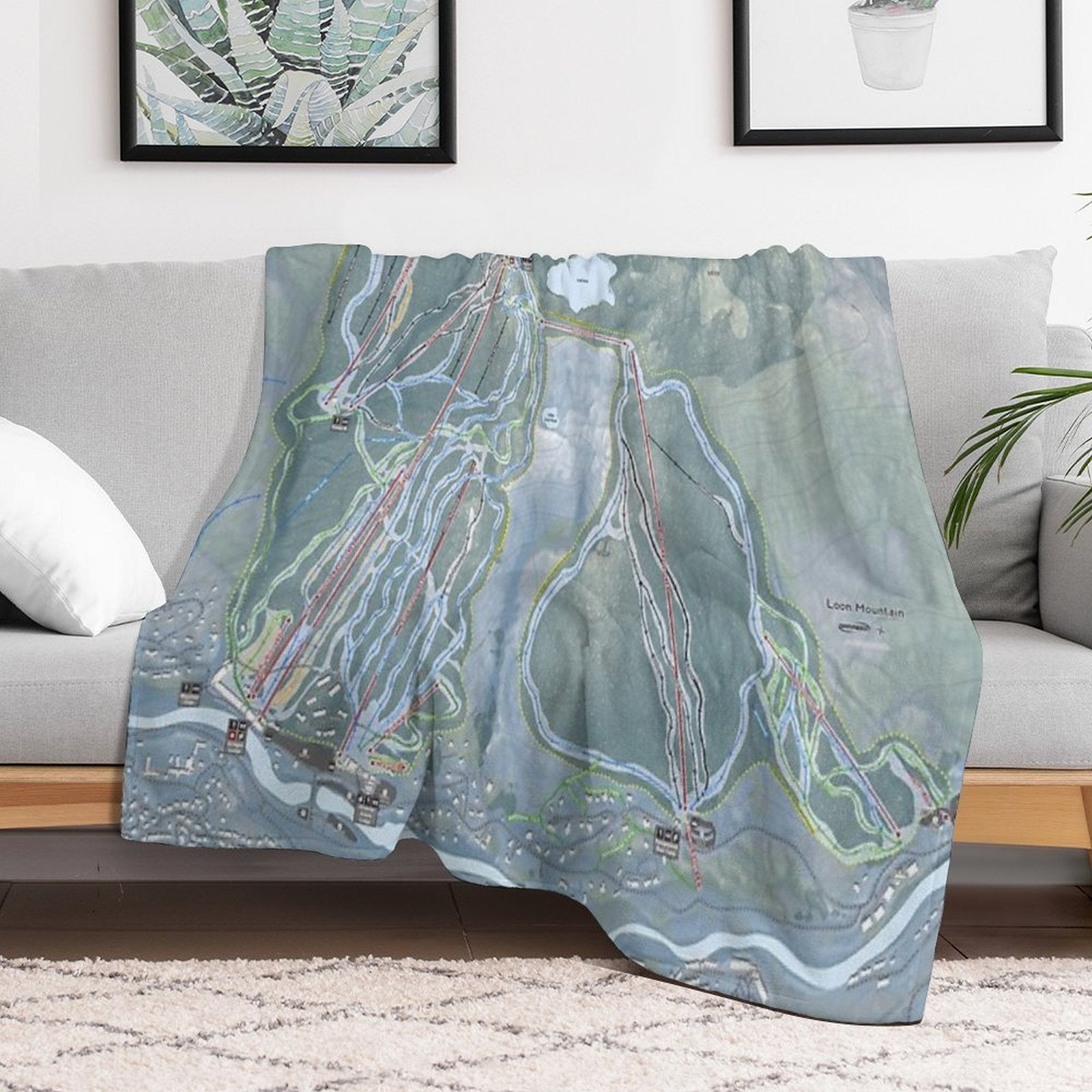 Loon Mountain Resort Trail Map Velvety-soft Throw Blanket