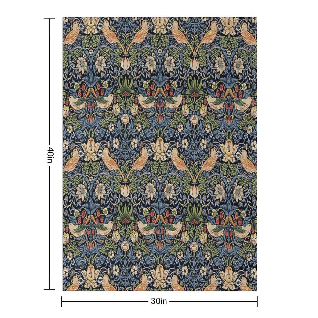 Strawberry Thief Royal Vintage Pattern Sustainable Throw Blanket