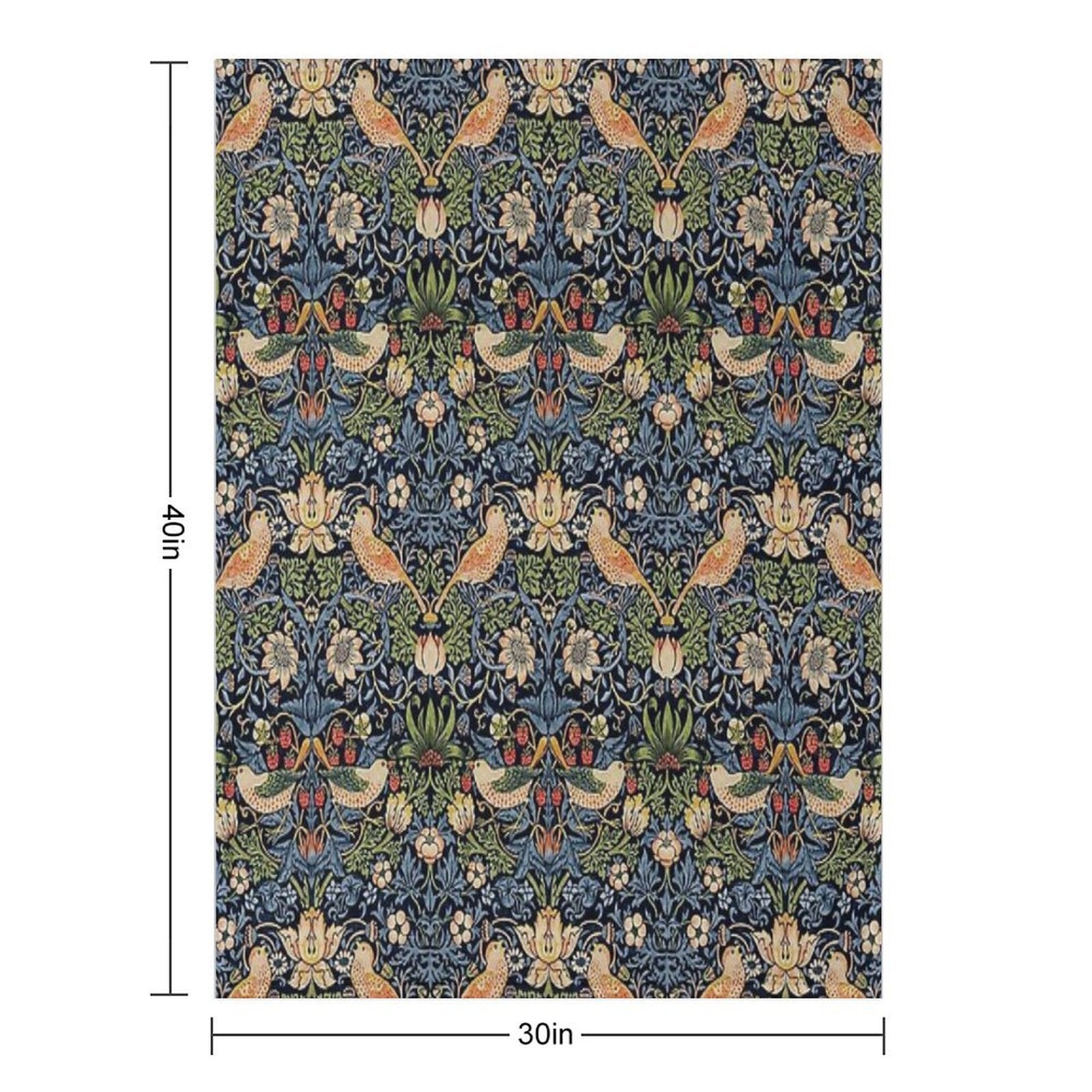 Strawberry Thief Royal Vintage Pattern Sustainable Throw Blanket