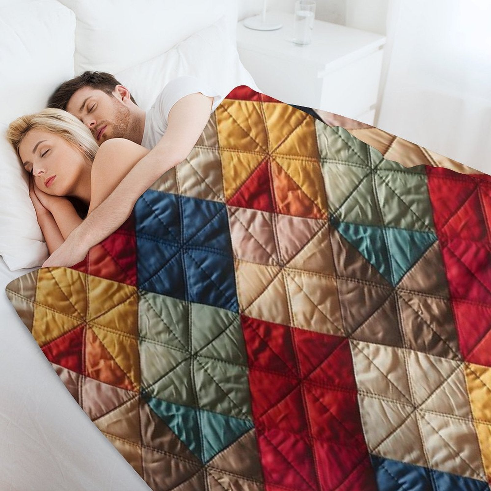 Vintage Geometric Patchwork Pattern Gift-ready Throw Blanket