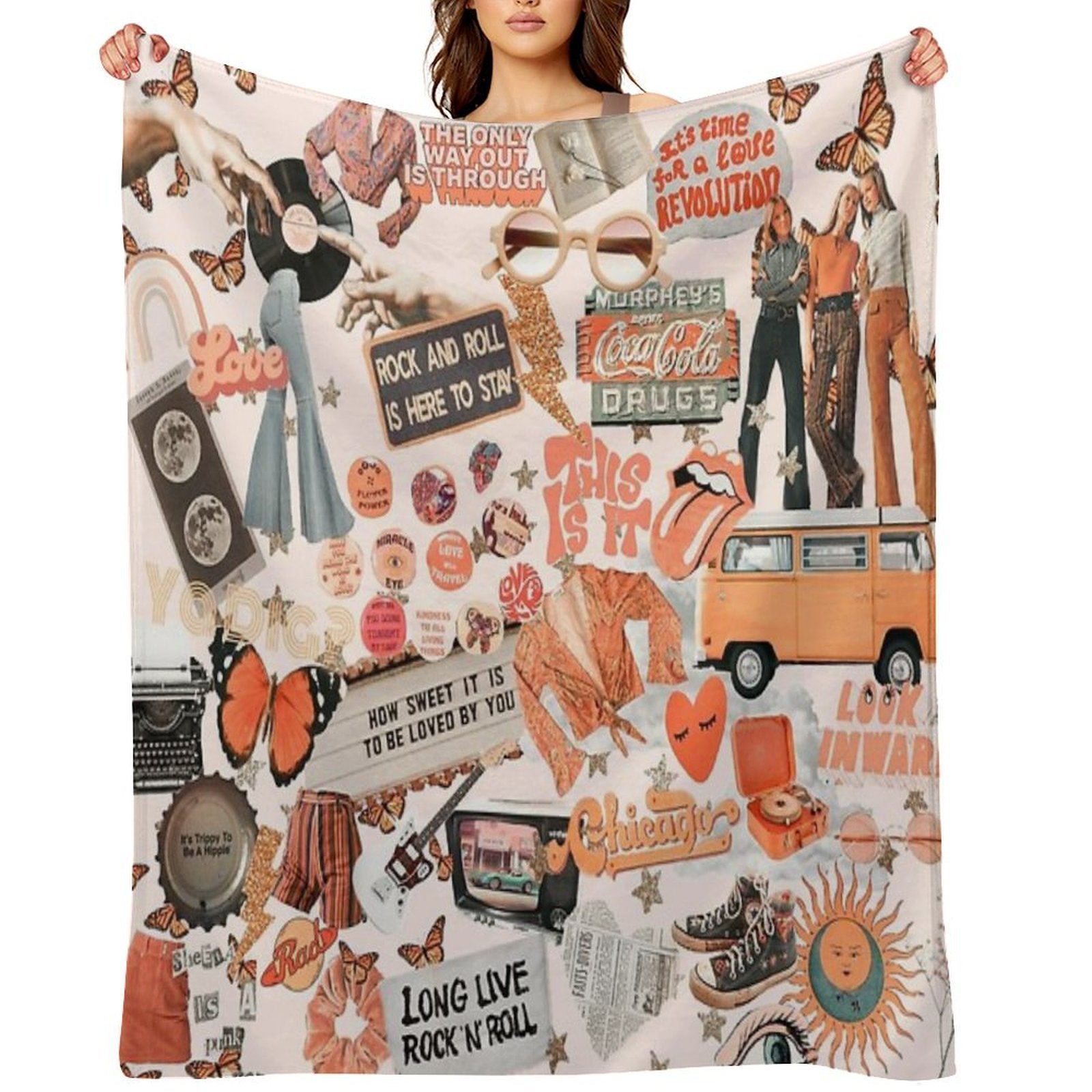 Pink And Orange Collage Premium Throw Blanket