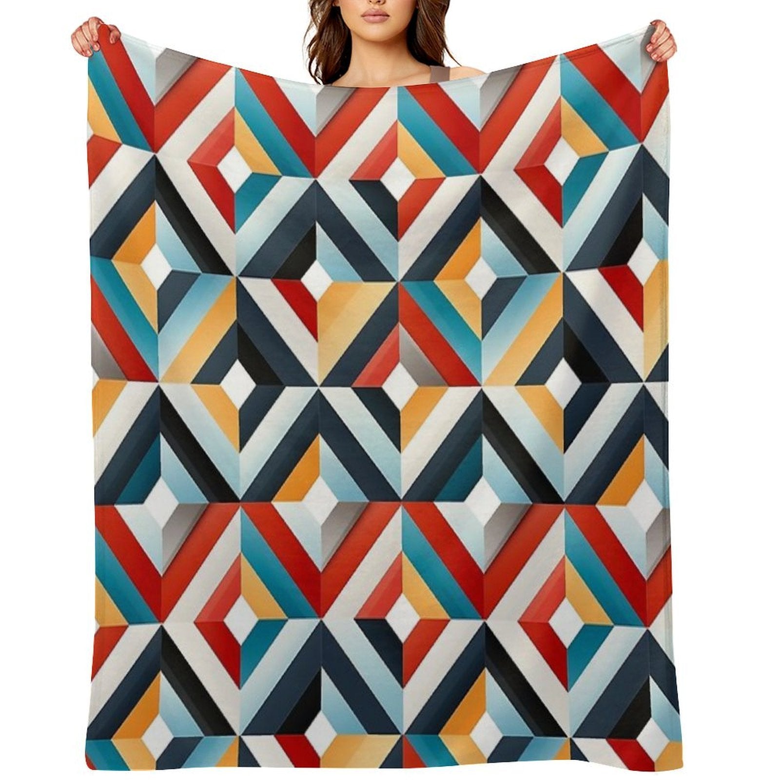 Seamless Pattern Design Geometric Shapes Machine-washable Throw Blanket