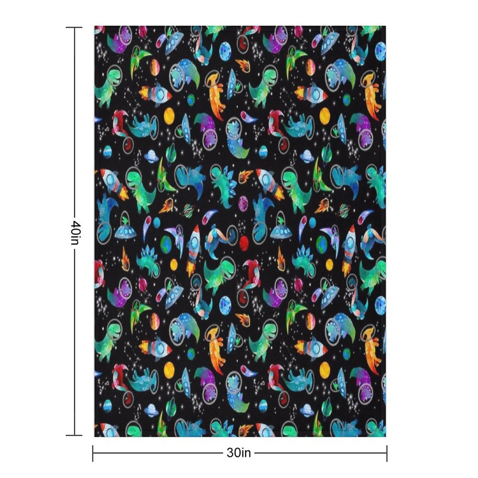 Watercolor Space Dinosaurs Galaxy Pattern Compact Throw Blanket