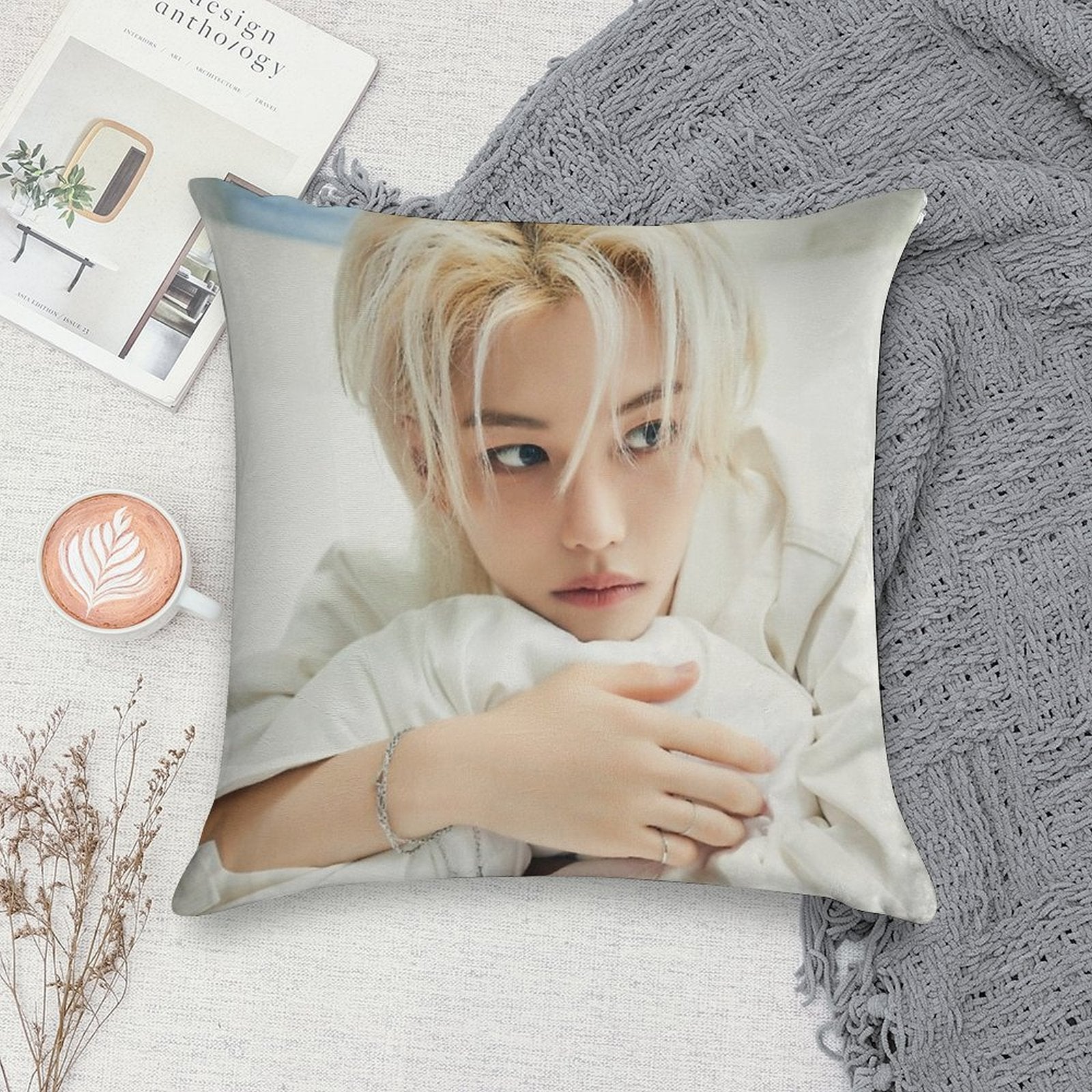 Lee Felix       Stray Kids - 2024 Season's Greetings 'Perfect Day with SKZ' (Teaser Images - Individual) Soft Reinforced Edging Throw Pillow