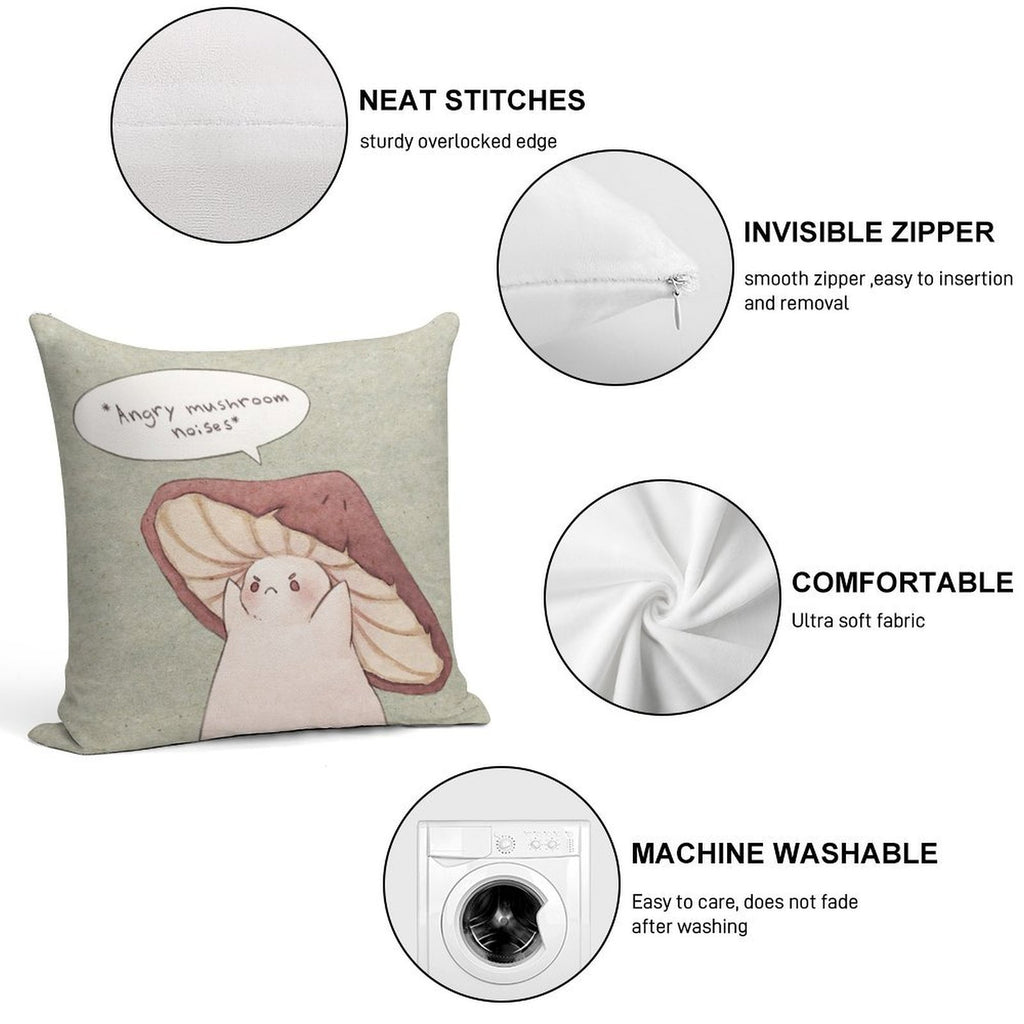 Grumpy Mushroom Soft Style Accent Throw Pillow