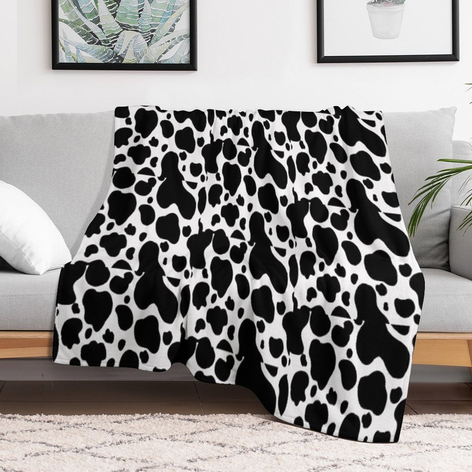 Cow Print Shrink-resistant Throw Blanket