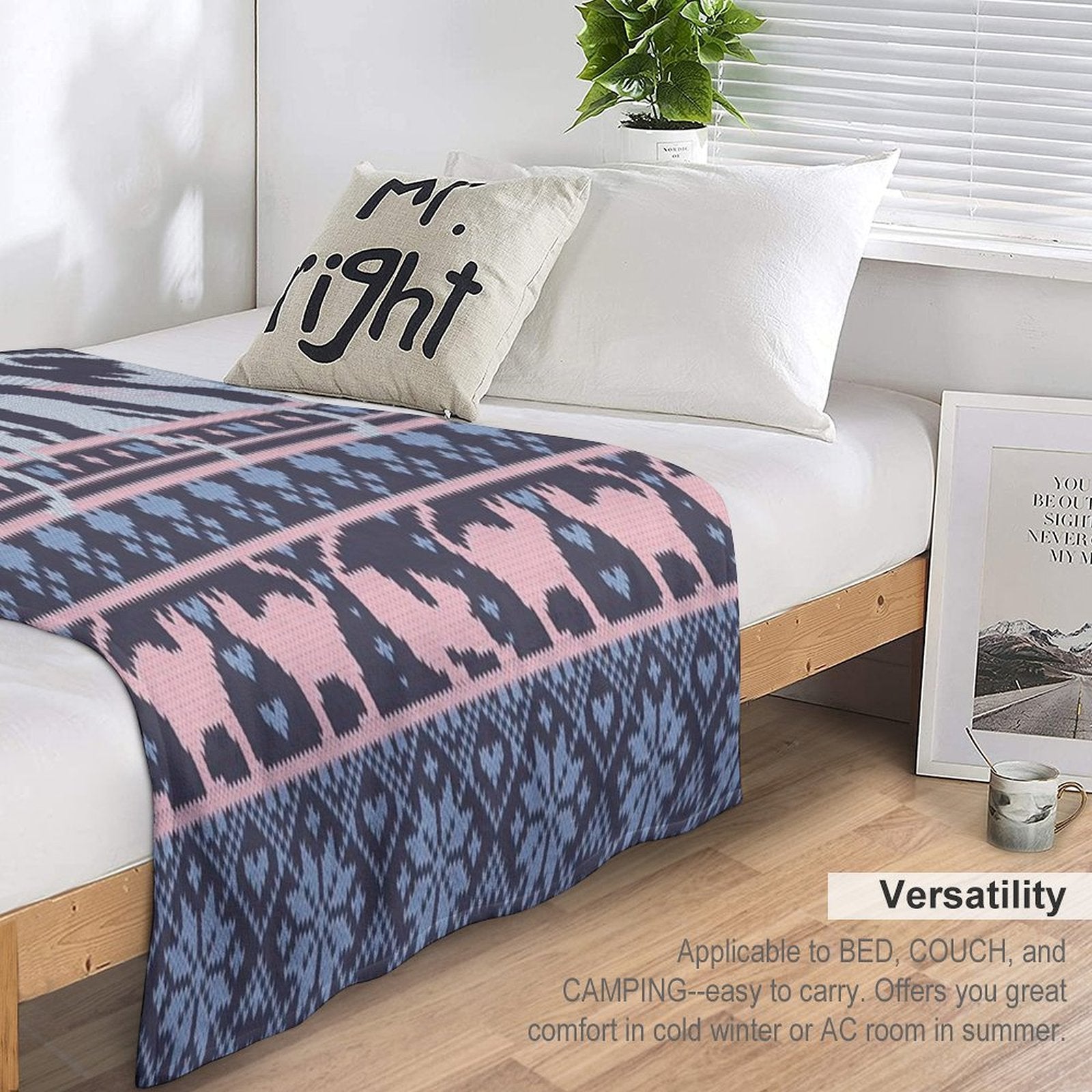 Fair Isle Knitting Cats Love  Dark Violet Background White And Violet Kitties And Details Travel-friendly Throw Blanket