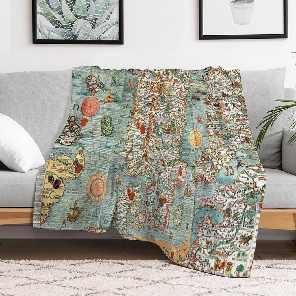 Carta Marina, Map of Scandinavia by Olaus Magnus - 1539 Easy Care Throw Blanket