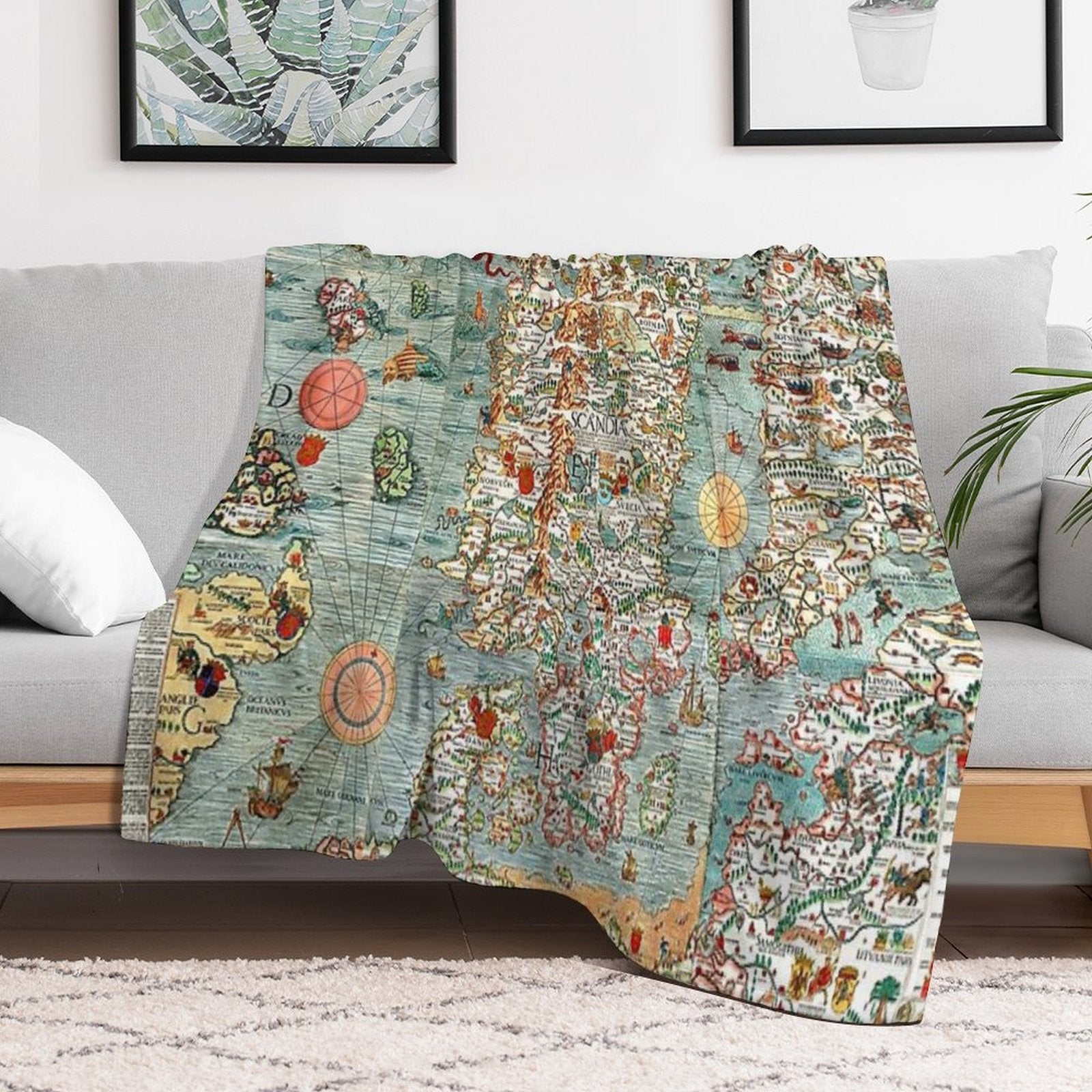 Carta Marina, Map of Scandinavia by Olaus Magnus - 1539 Easy Care Throw Blanket