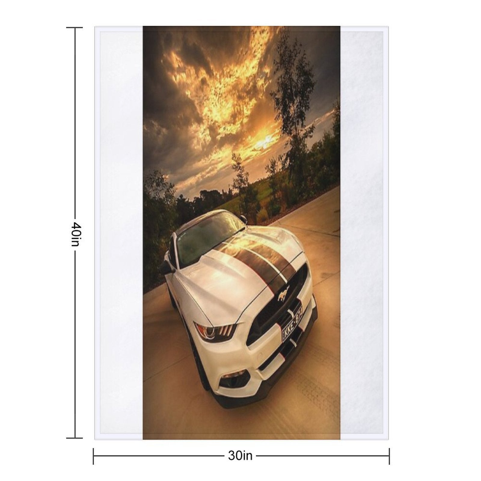 A Ford Mustang Sunset Plush Throw Blanket