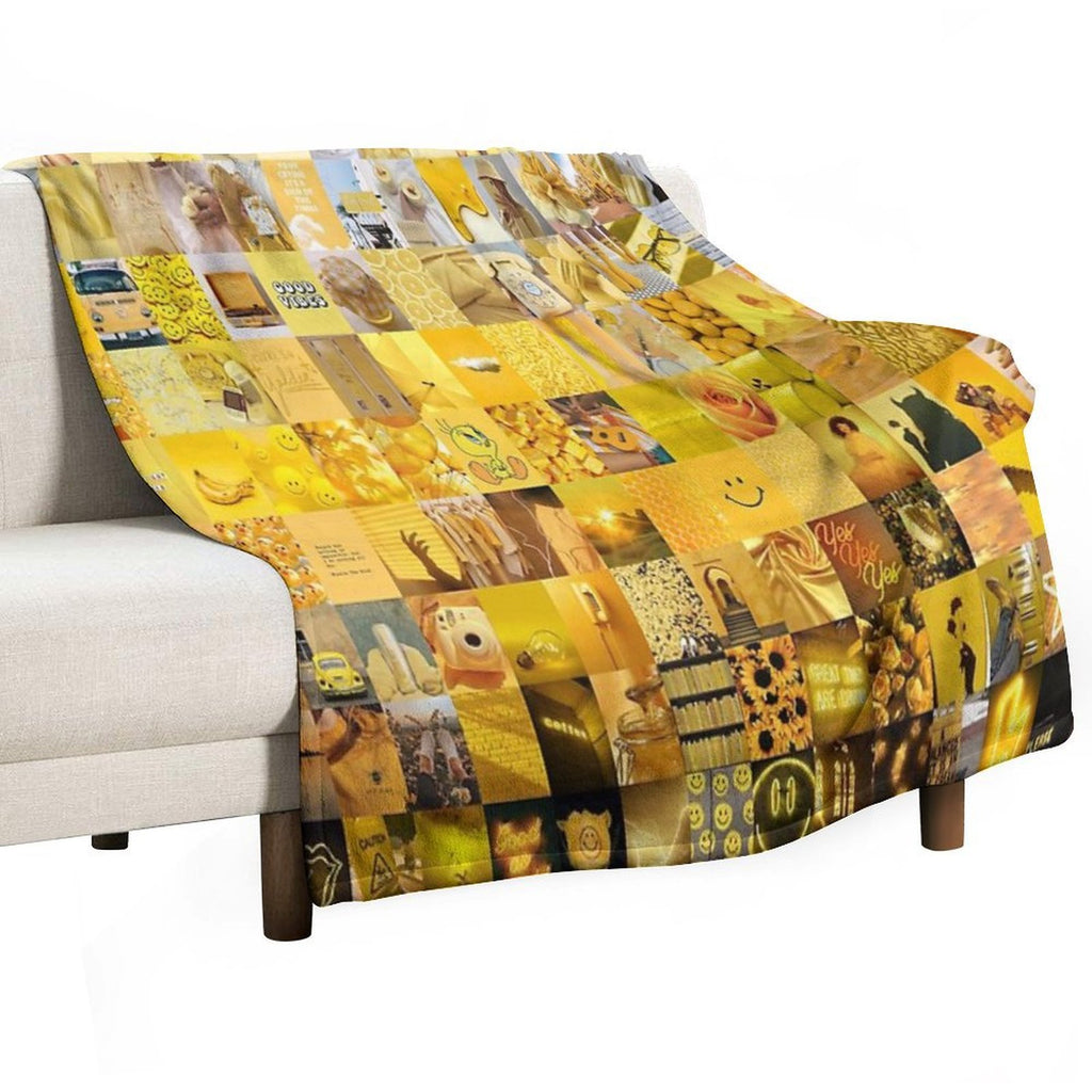 Yellow Vibes Collage Multi-functional Throw Blanket