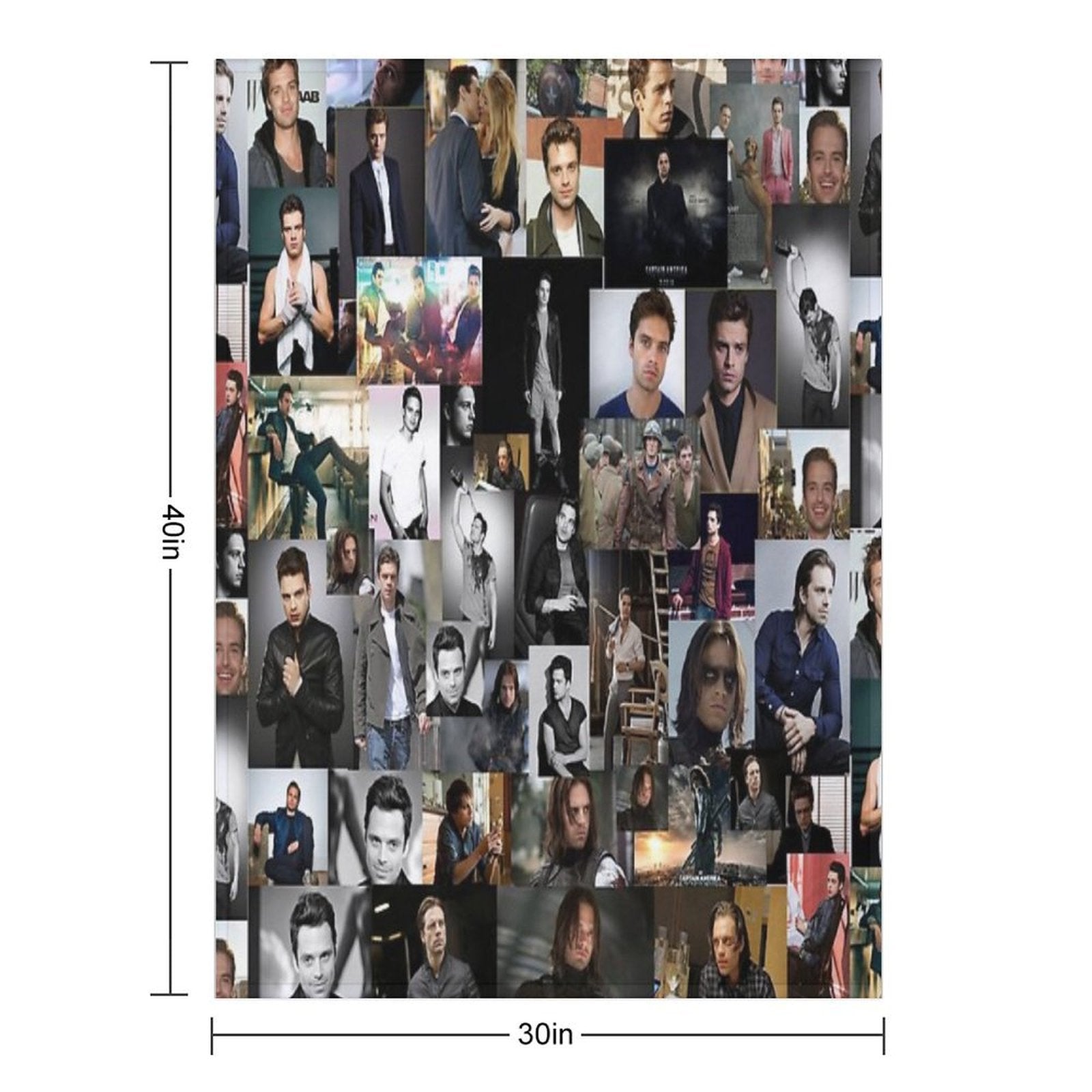 Sebastian Stan Seamless Squarish Photo Collage Wrinkle-free Throw Blanket