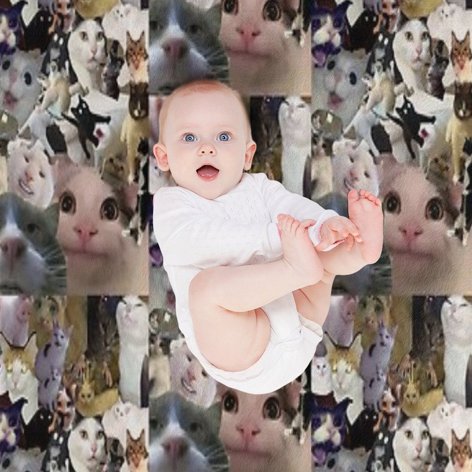 Cursed Cat Collage Compact Throw Blanket