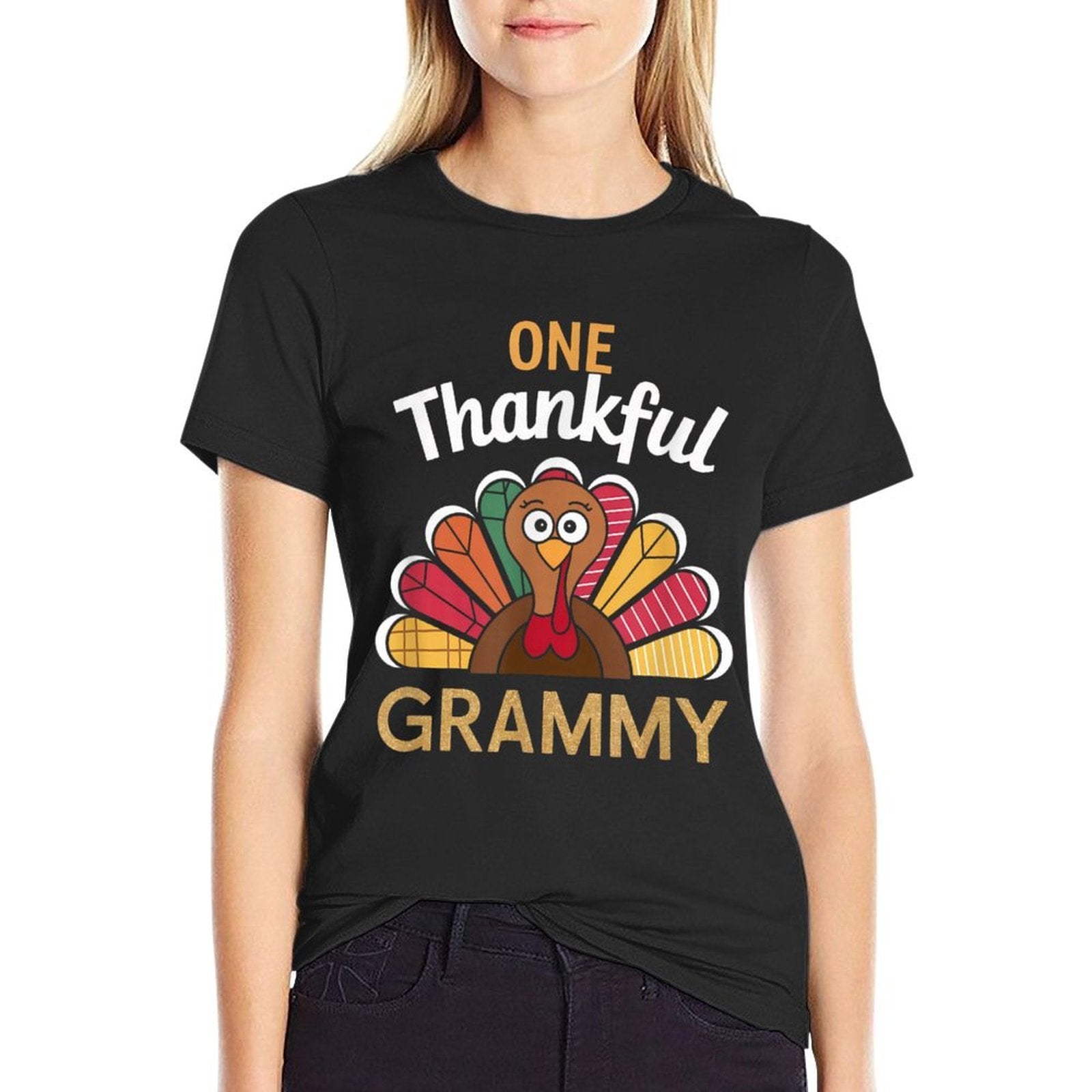 Grammy One Thankful Grammy Thanksgiving Christmas Groovy  Odor-resistant T-Shirt