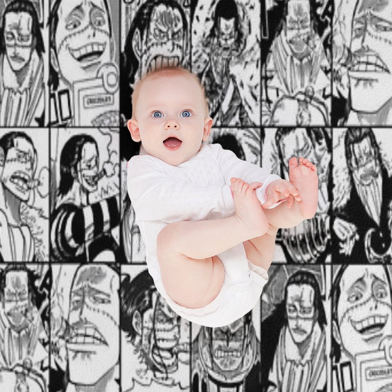 Crocodile  - One Piece Manga Panel Collage Versatility Throw Blanket