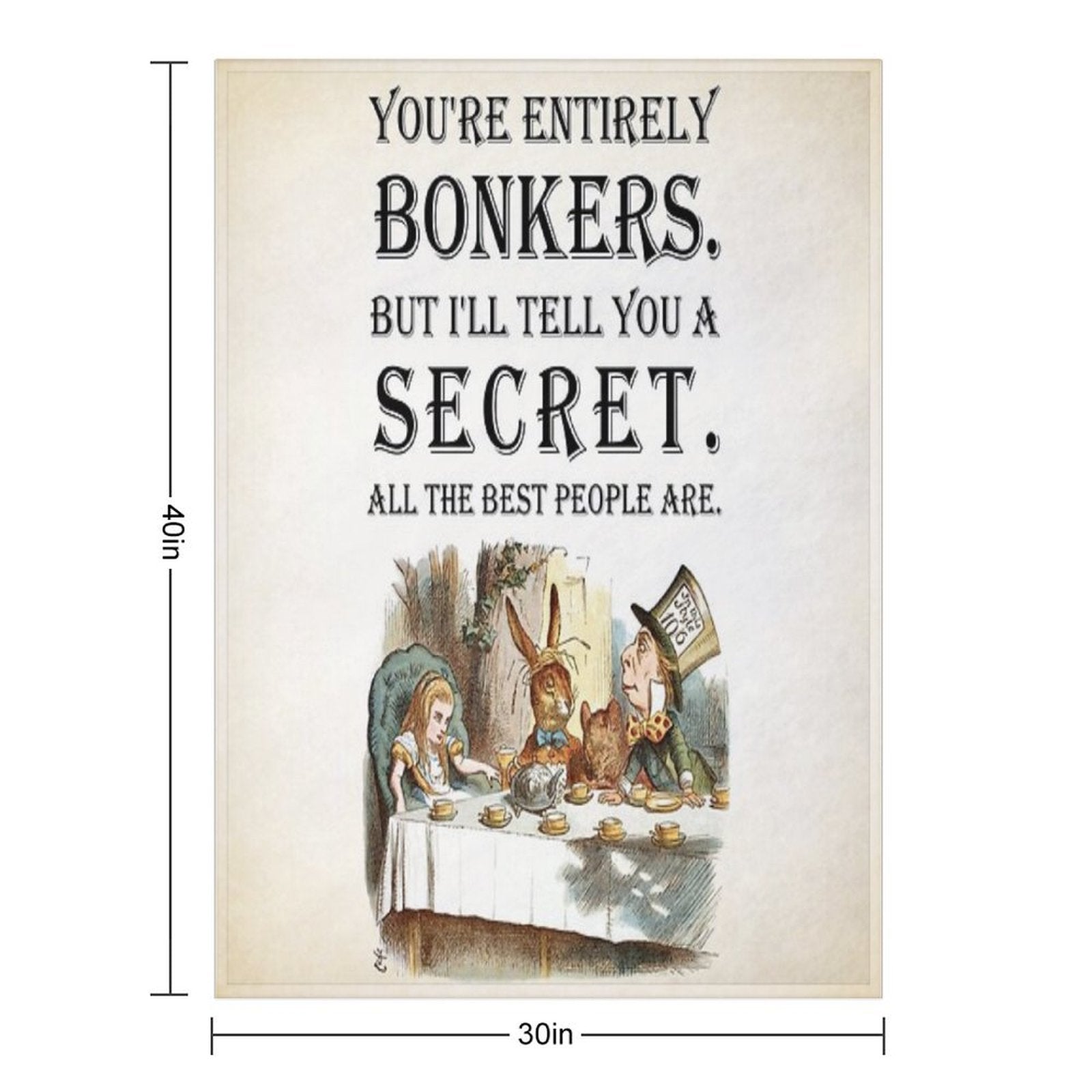 Alice In Wonderland - Tea Party - You're Entirely Bonkers - Quote Anti-pilling Throw Blanket
