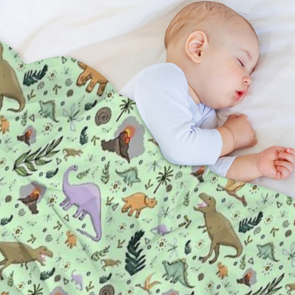 Dinosaurs in Green Anti-pilling Throw Blanket