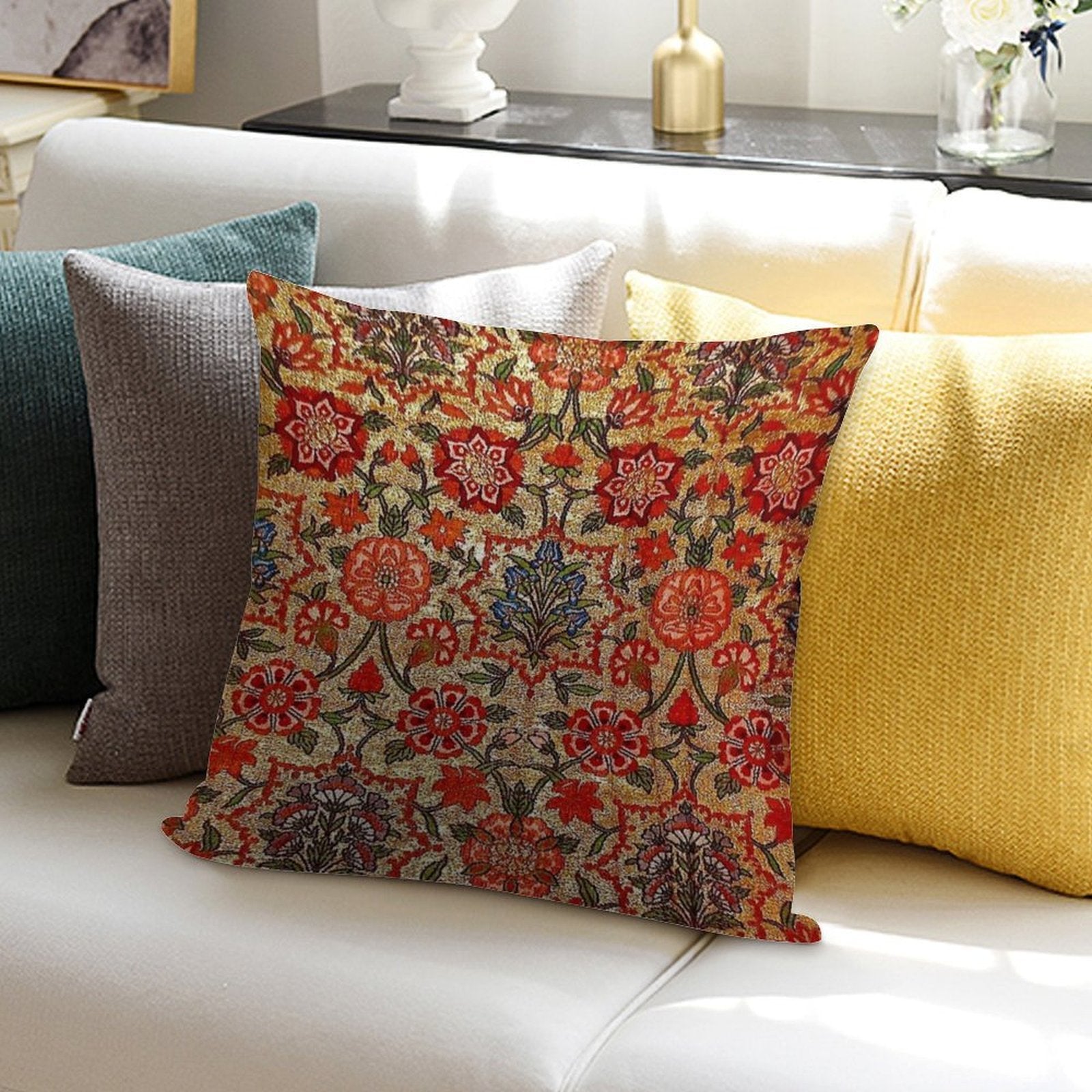 Ancient Turkish Tapestry Soft Washable Throw Pillow