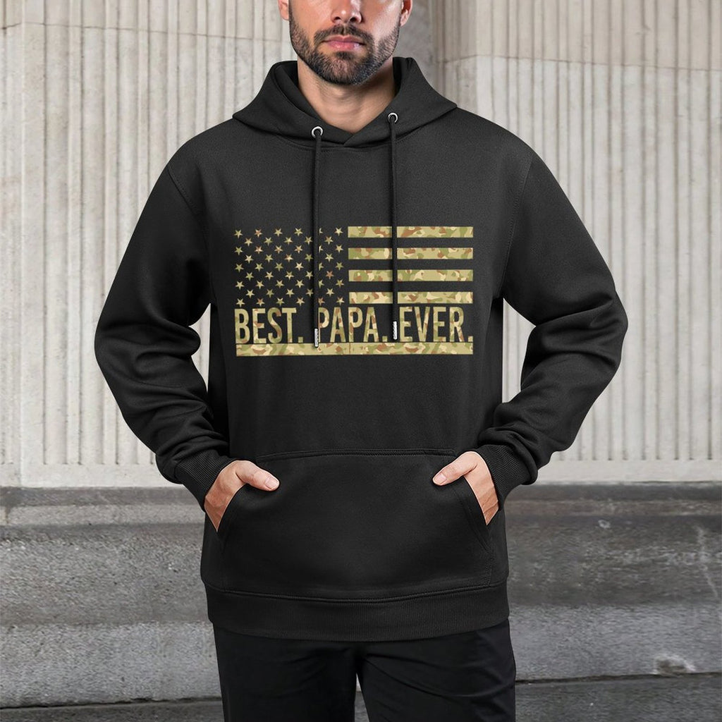 Mens Best Papa Ever USA American Camo Papa Father's Day Moisture-Wicking Hoodie