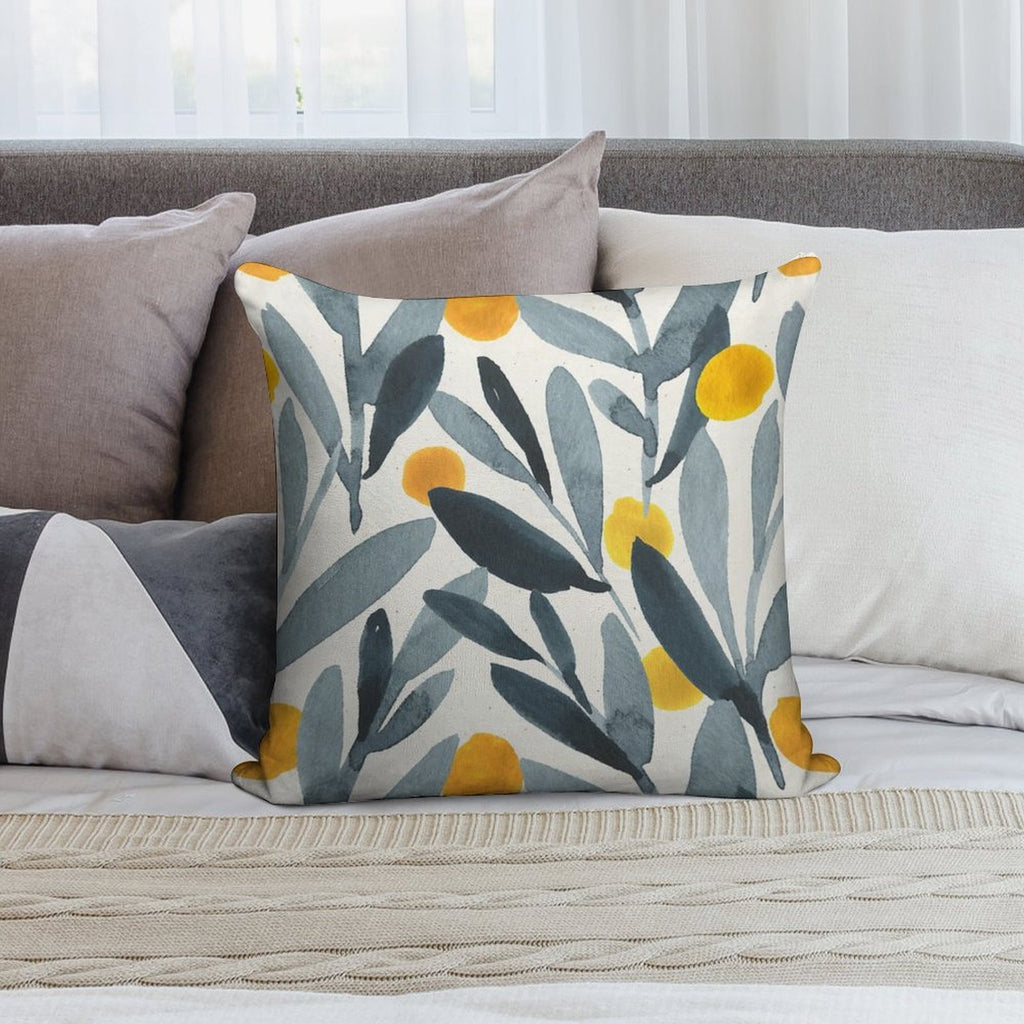 Indigo Mustard Soft High-Density Material Throw Pillow