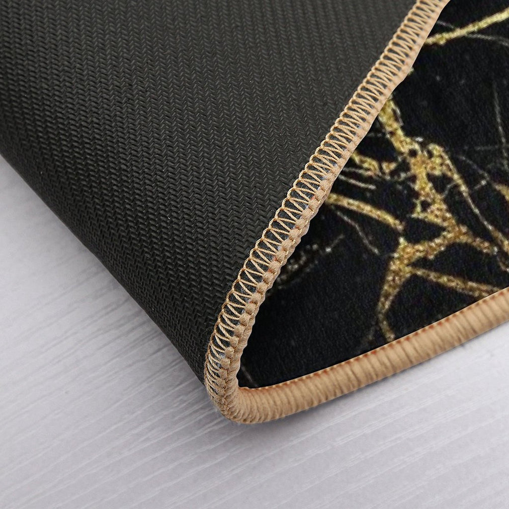 Black Gold Marble  Repositionable Bath Mat