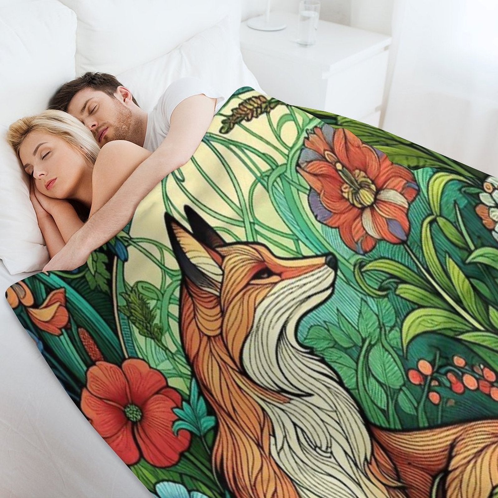 Art Nouveau Fox Compact Throw Blanket