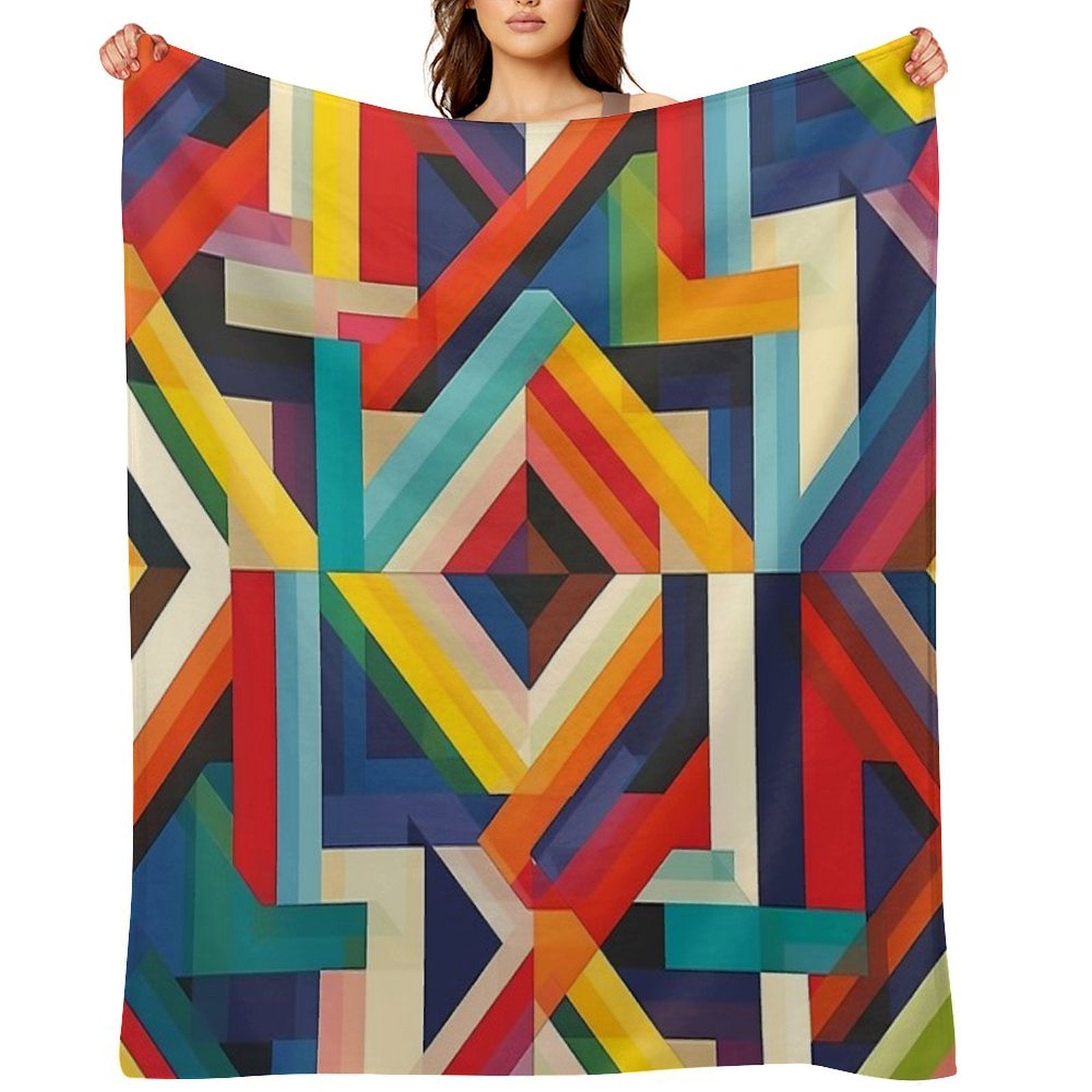 Geometric Patterns in Rainbow Colors V.4 Durable Throw Blanket