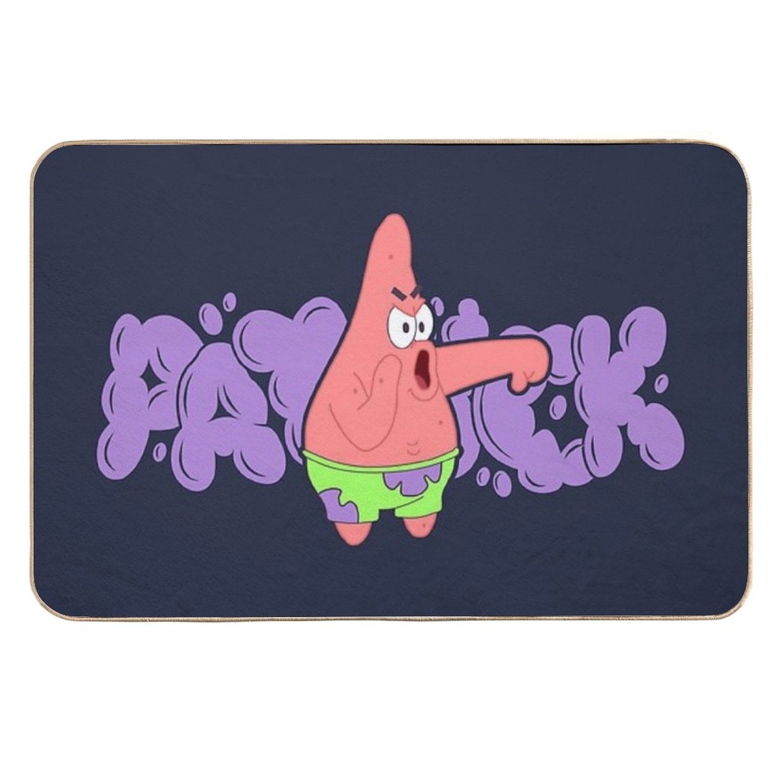 Boo Patrick Star with Purple Graffiti  Easy Maintenance Bath Mat