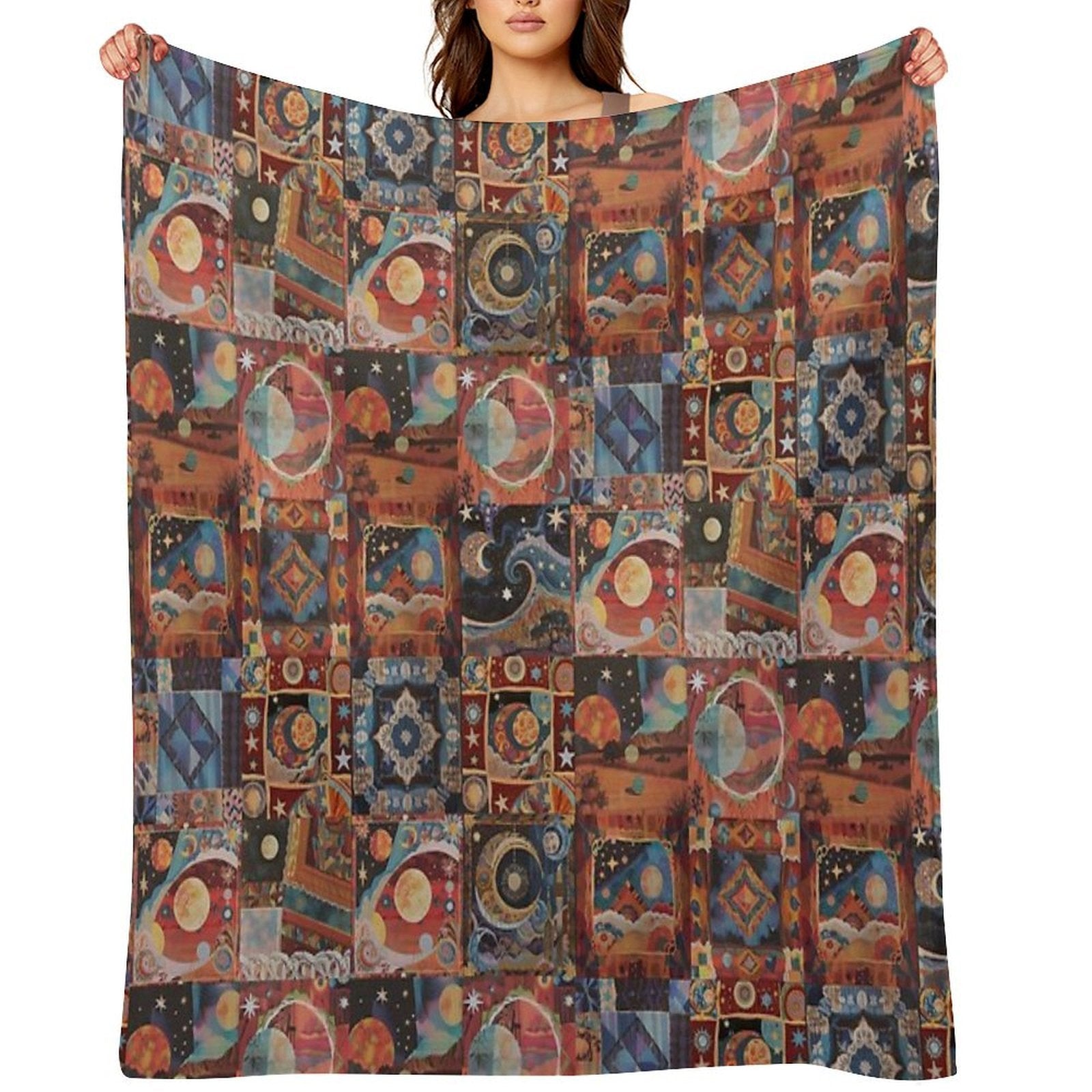 Whimsigoth Quilt Pattern 2025 Vintage  Stickers Decals DIY CRAFTS Premium Throw Blanket