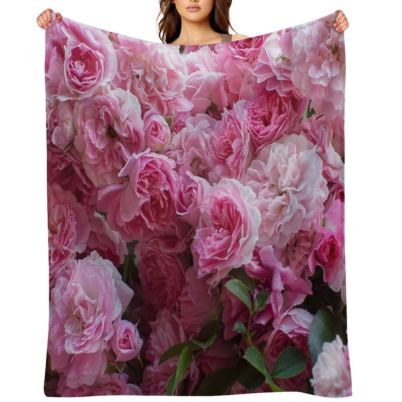 Pink Peonies Garden Machine-washable Throw Blanket