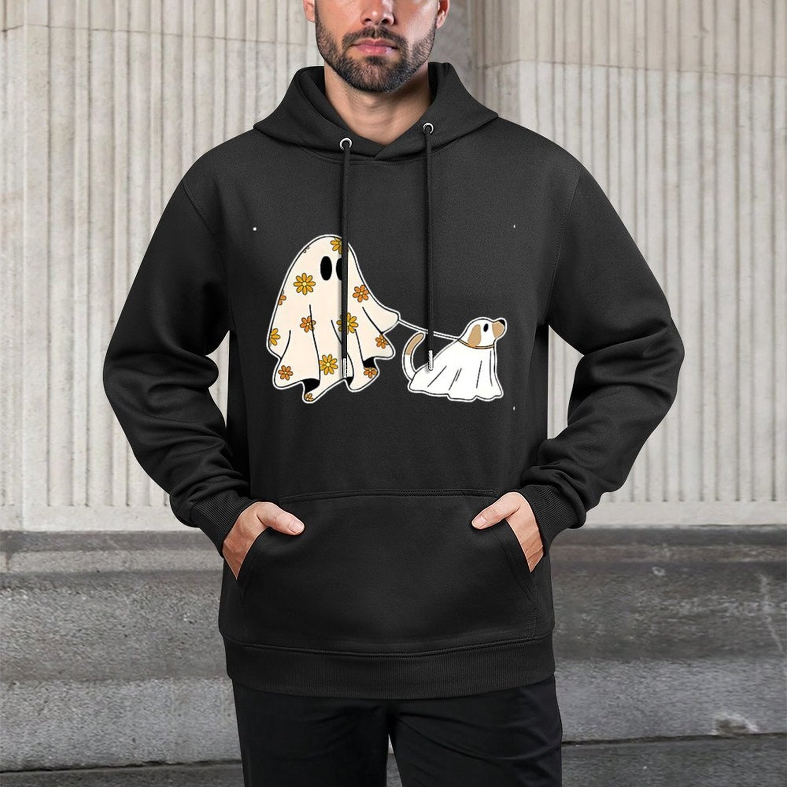 Ghost Dog, Dog Lovers Halloween for Men Women Kids Pilling-Resistant Hoodie