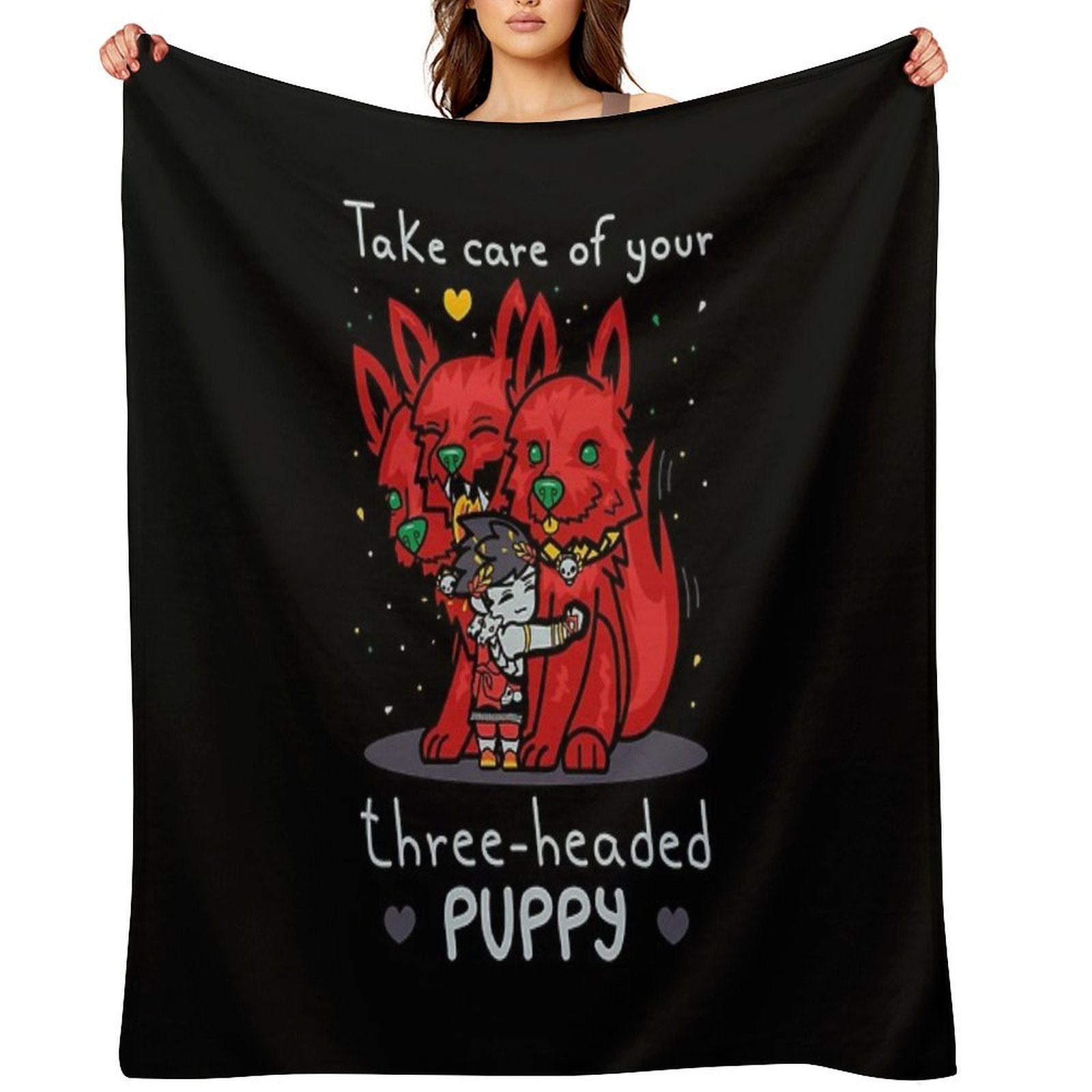 Three-headed Puppy Quick-dry Throw Blanket