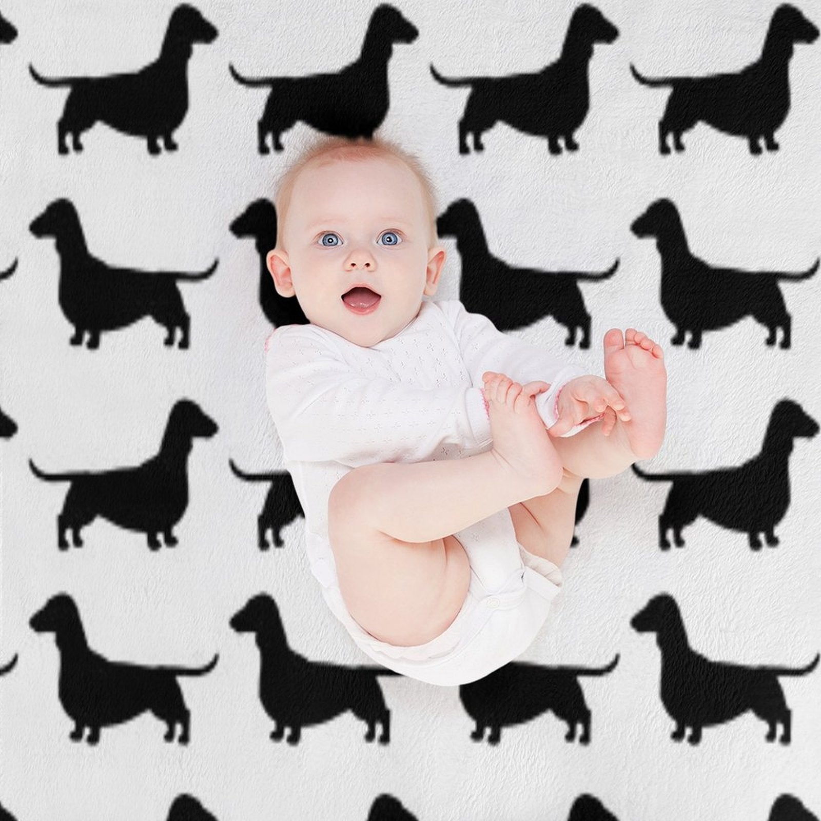 Dachshund Dog Silhouette(s)  Smooth Coated Wiener Dog Velvety-soft Throw Blanket