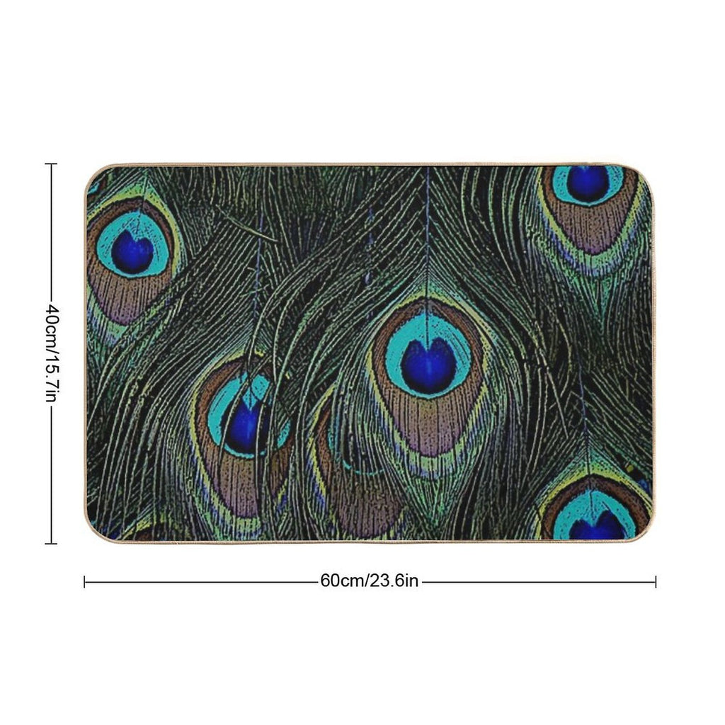 Peacock Feathers, Bird Lover Gifts, Cool Bird Outfits, Beautiful Feather Patterns  Repositionable Bath Mat