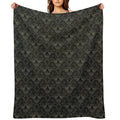 Stegosaurus Lace - Black  Grey Lightweight Throw Blanket