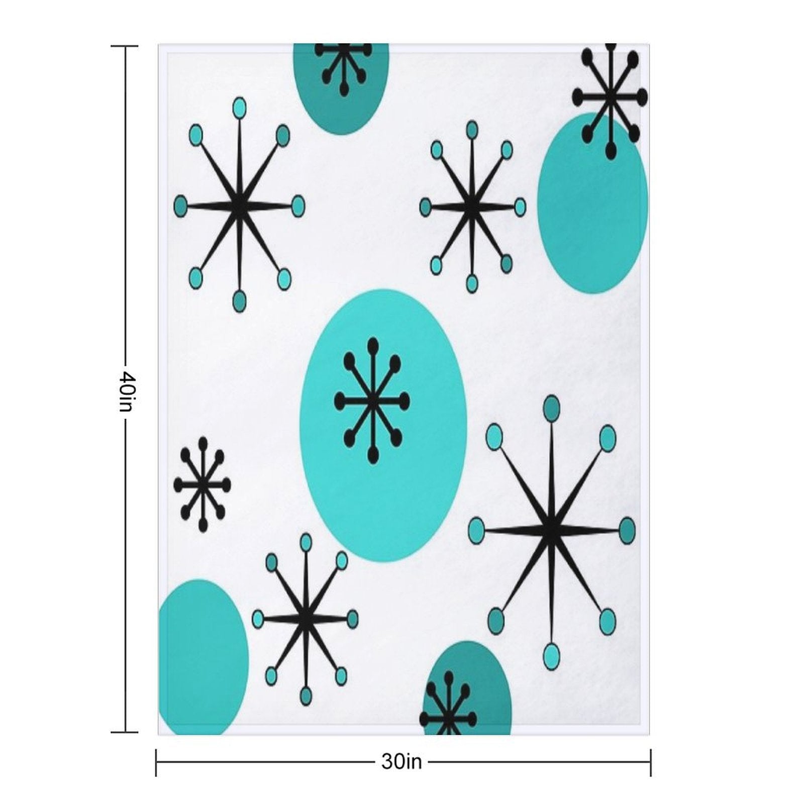 Atomic Era Starbursts Turquoise Velvety-soft Throw Blanket