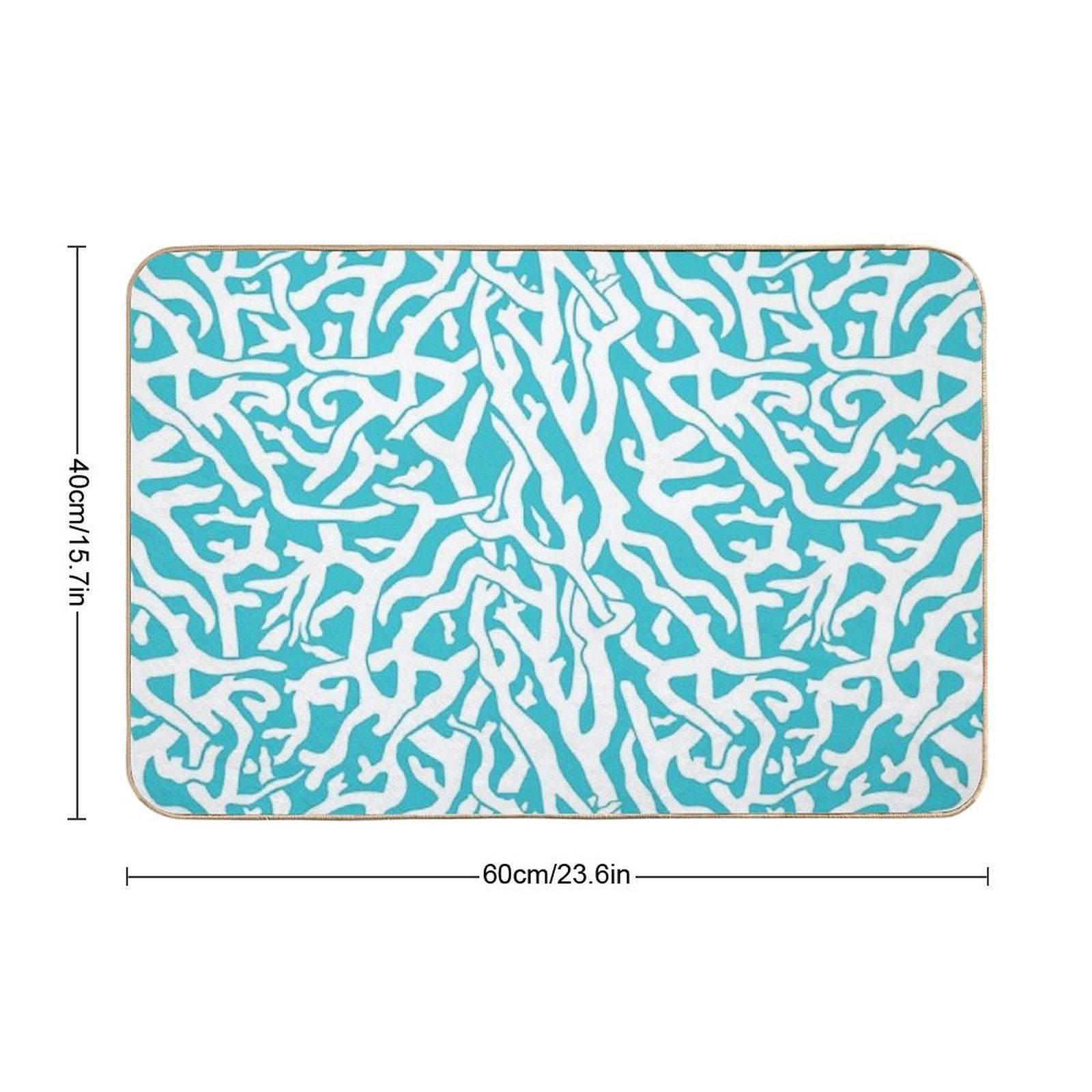 Coral Reef Pattern White Aqua Blue Beach  Anti-Trip Bath Mat