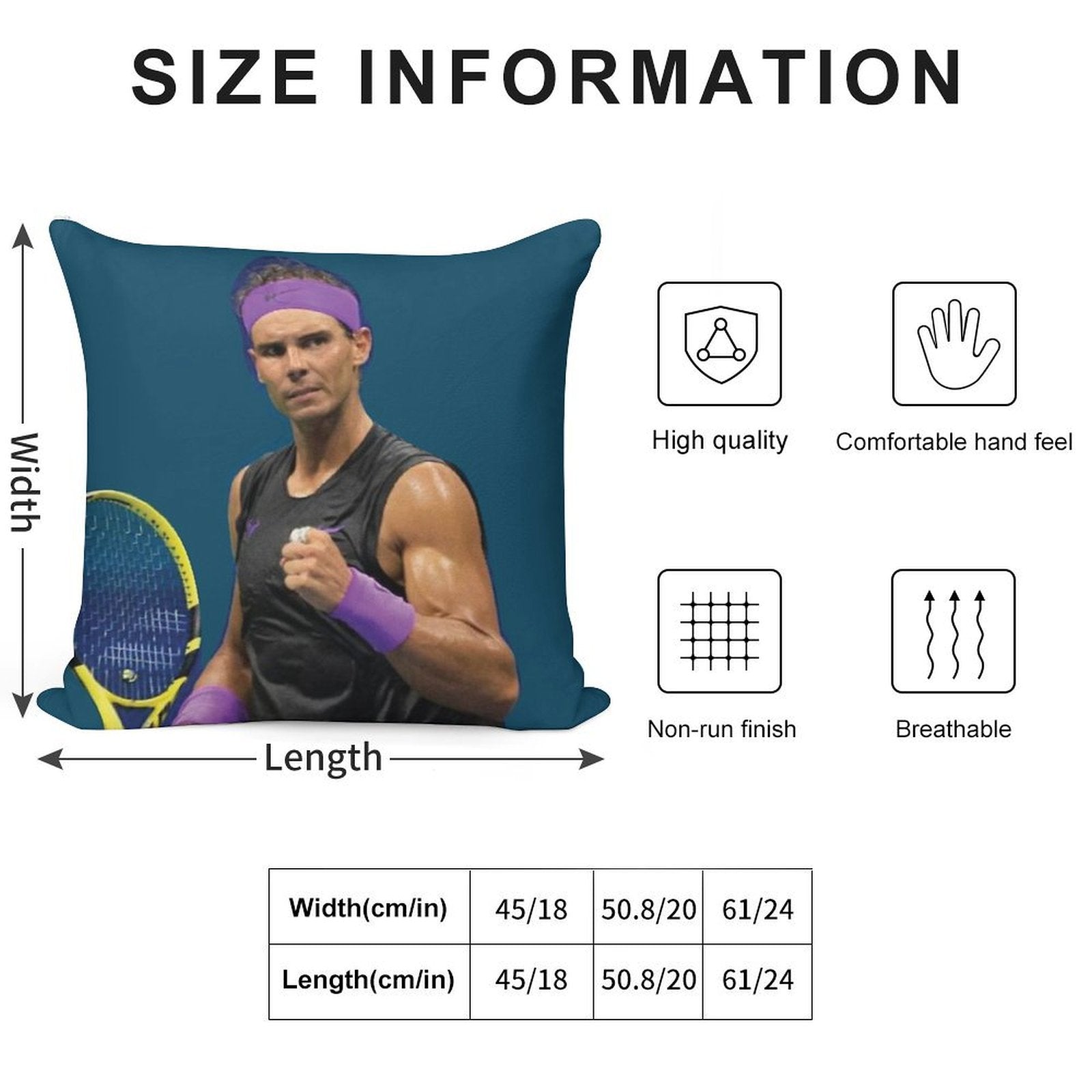 Rafael Nadal Soft Short Plush Fabric Throw Pillow