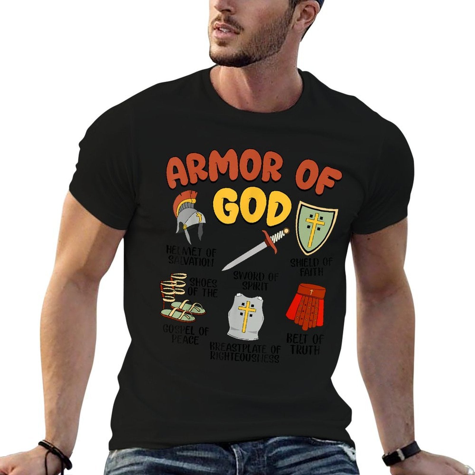 Christian Armor of God Jesus Kids Boys  Rolled Sleeves T-Shirt