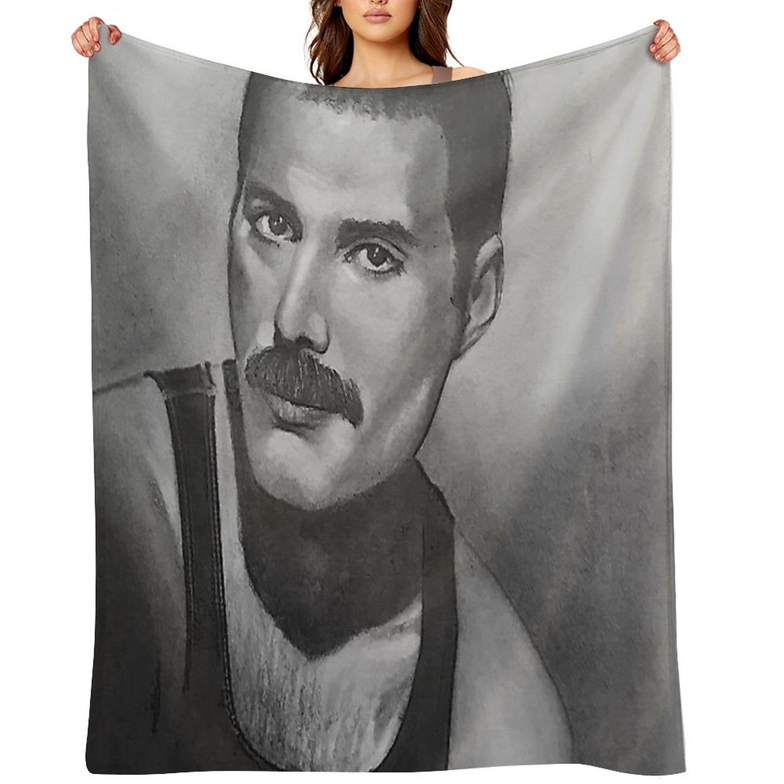 Freddie Mercury Fan Art – Queen’s Legendary Frontman Quick-dry Throw Blanket