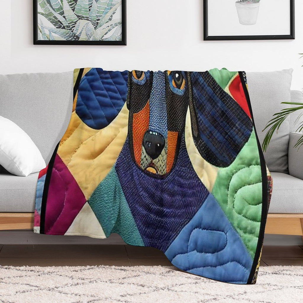 Dachsund Patchwork Quilt Durable Throw Blanket