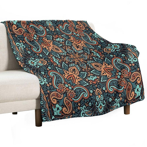 Bandana,blue And Brown Bandana,henna Pattern,middle Eastern Pattern,persian Rug,etherial,spriritual,meditation,aromatherapy All-season Throw Blanket