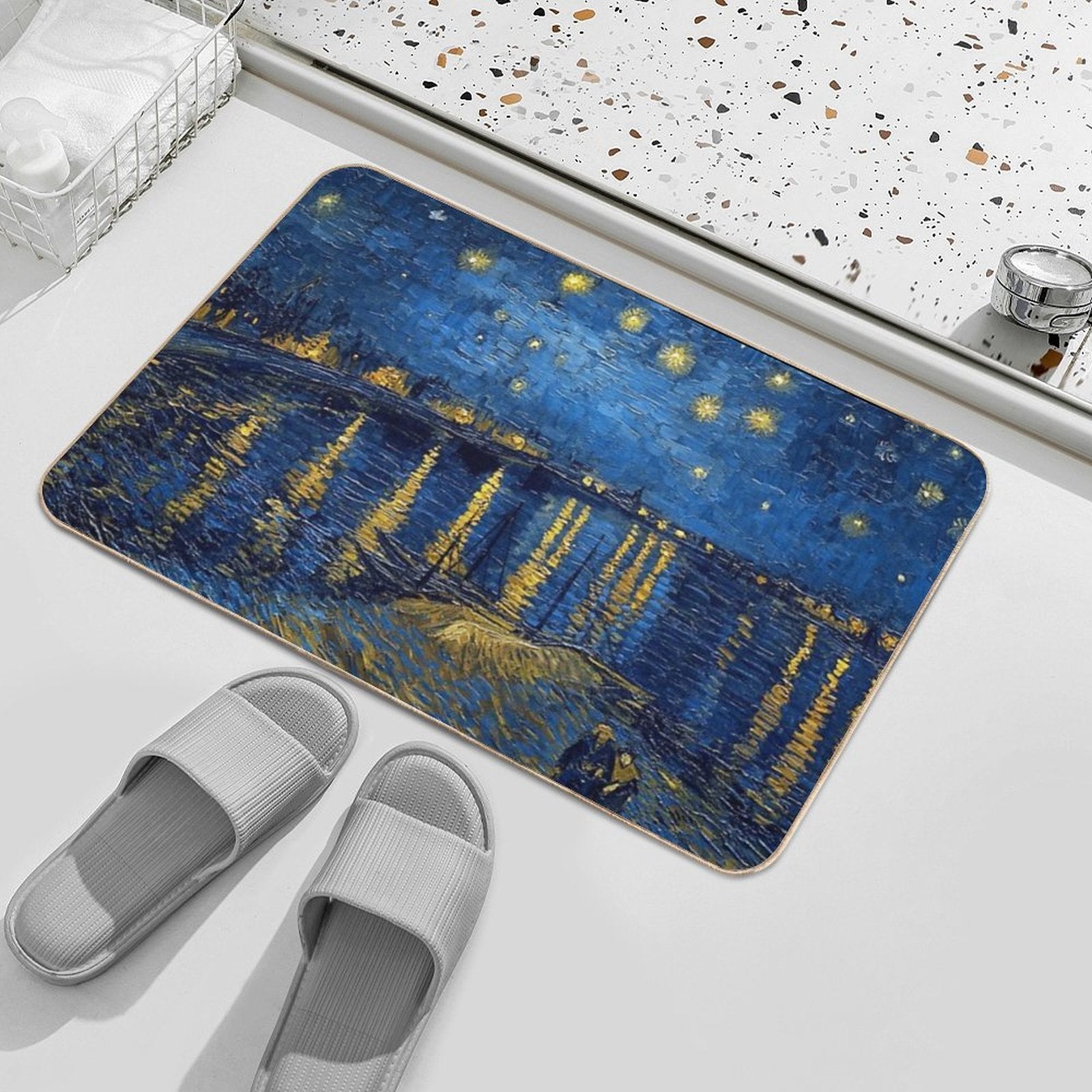 Starry Night Over The Rhone - Van Gogh (Re-edited)  Pet-Safe Bath Mat