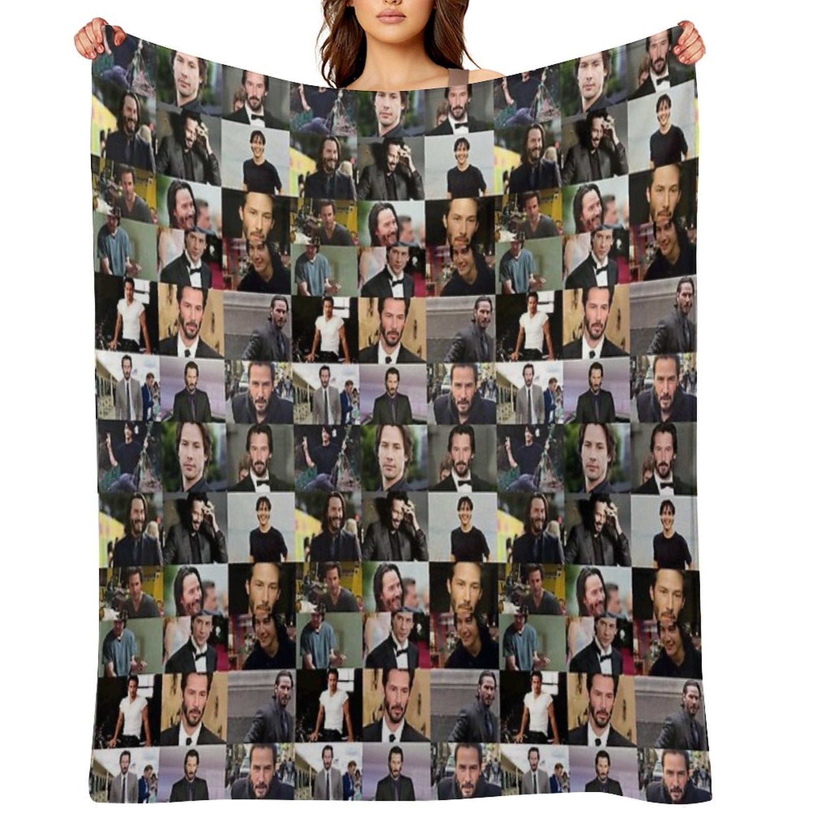 Keanu Reeves Collage Travel-friendly Throw Blanket