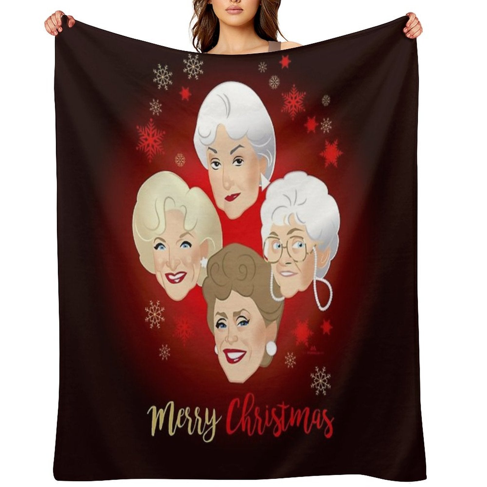 Golden Christmas Easy Care Throw Blanket